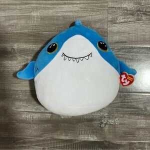 ! NEW! Super Cute Ty Blue and White Shark Plush Toy with Tags
